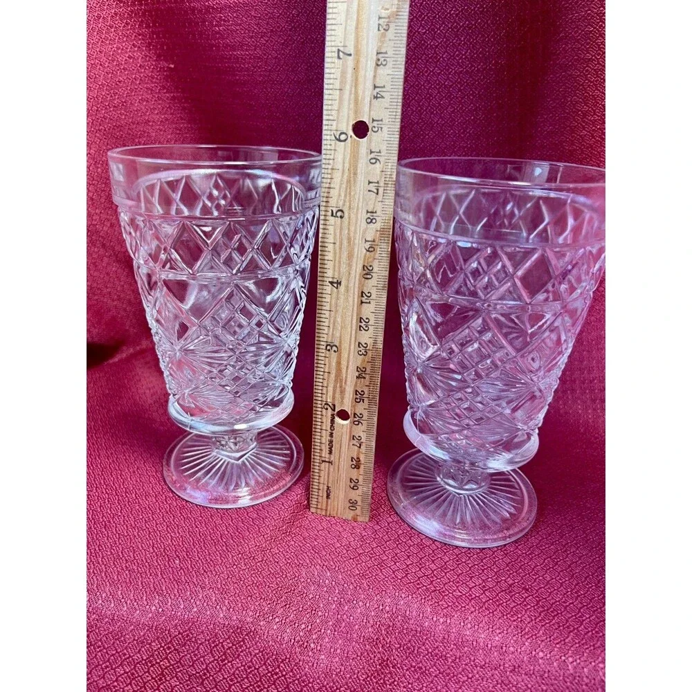 Set Of 2 Hazel Atlas 1950s Big Top Peanut Butter Footed Water Glasses Vintage